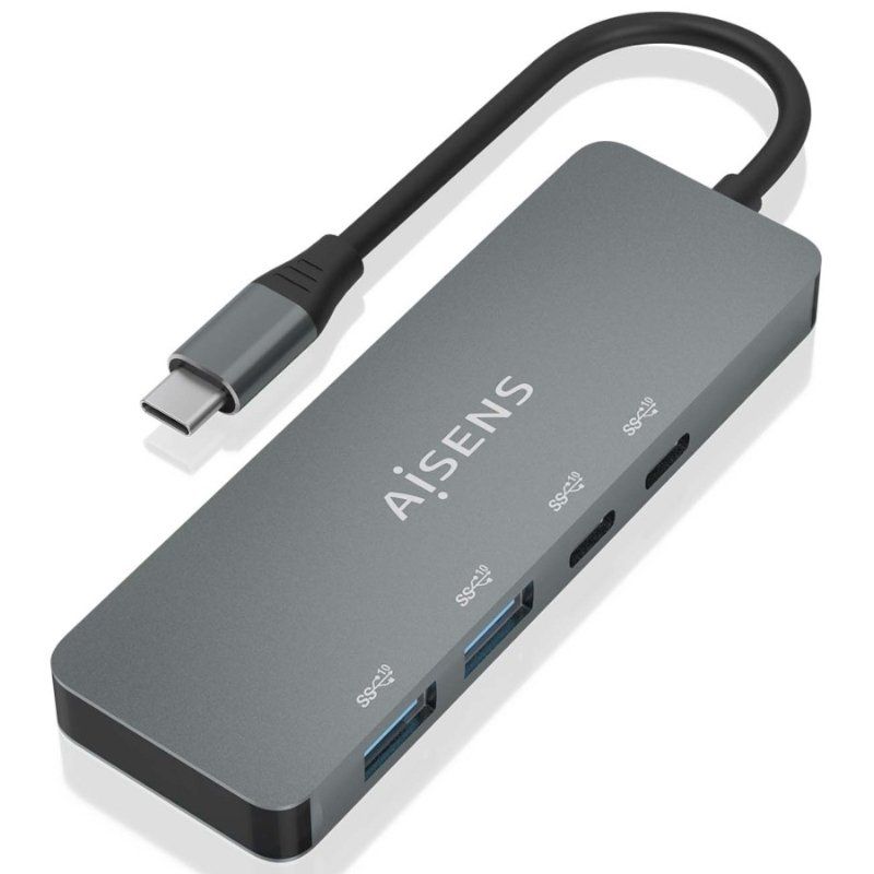 Hub USB Tipo-C Aisens A109-0694/ 2xUSB/ 2xUSB Tipo-C/ Gris - Ítem