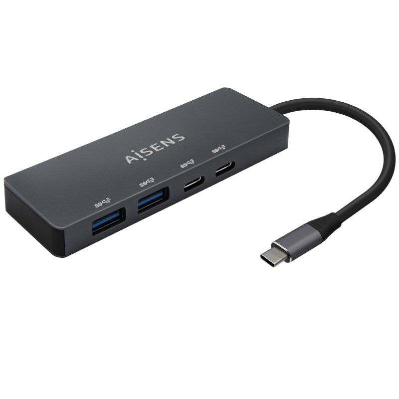 Hub USB Tipo-C Aisens A109-0744/ 2xUSB/ 2xUSB Tipo-C/ Gris - Ítem