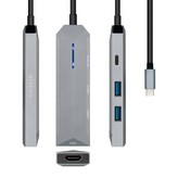 Docking USB Tipo-C Aisens ASUC-4P002-GR/ 1xHDMI/ 2xUSB/ 1xUSB Tipo-C PD/ Gris