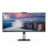 Monitor Profesional Curvo Ultrapanorámico AOC CU34V5CW/BK 34'/ UWQHD/ Webcam/ Multimedia/ Regulable en altura/ Negro