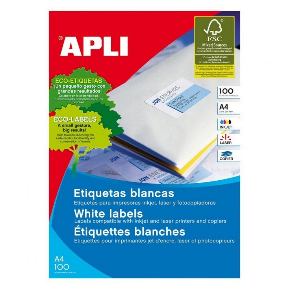 Etiquetas Adhesivas Apli 01263/ 64.6 x 33.8mm/ 100 Hojas