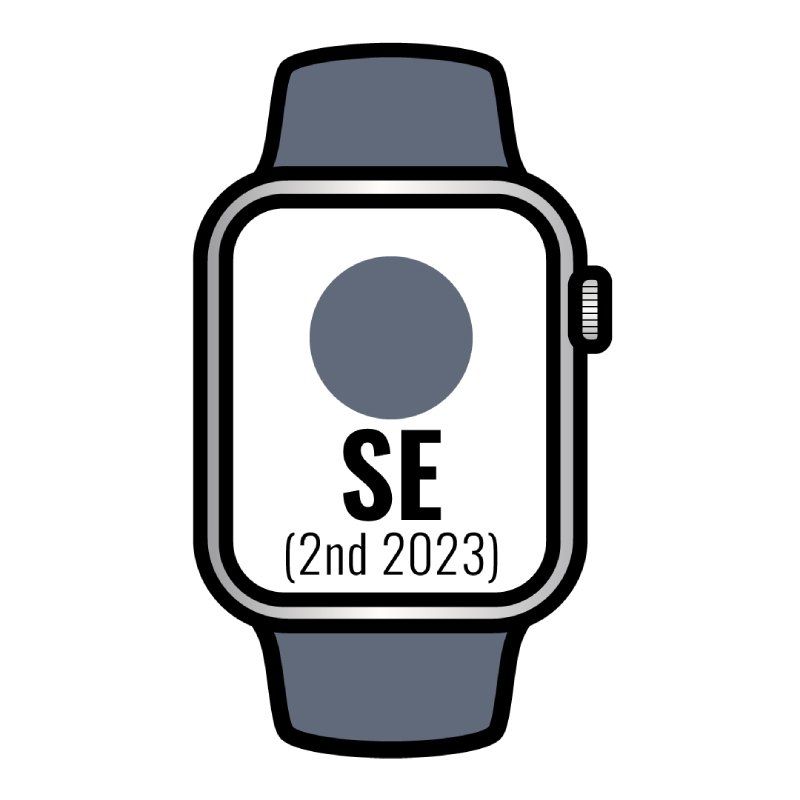 Apple Watch SE 2 Gen 2023/ GPS/ 40mm/ Caja de Aluminio Plata/ Correa Deportiva Azul Tempestad S/M