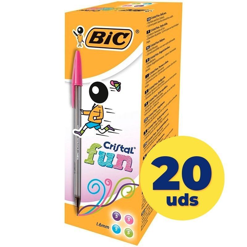 Caja de Bolígrafos de Tinta de Aceite Bic Cristal Fun 895793/ 20 unidades/ Colores Surtidos - Ítem