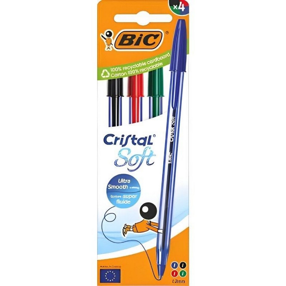 Bolígrafo de Tinta de Aceite Bic Cristal Original 516343/ 4 unidades/ Colores Surtidos