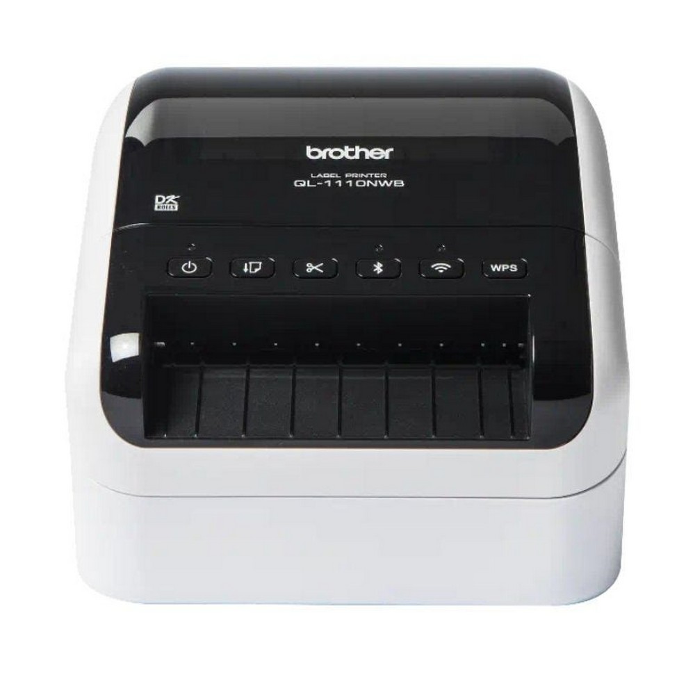 Impresora de Etiquetas Brother QL-1110NWBC Reacondicionado/ Térmica/ Ancho etiqueta 103mm/ USB-WIFI-Bluetooth-Ethernet/ Blanca y Negra