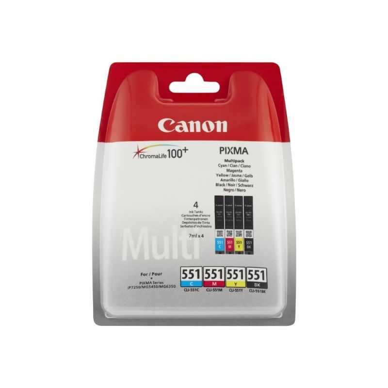 Cartucho de Tinta Original Canon CLI-551 Multipack/ Cian/ Magenta/ Amarillo/ Negro