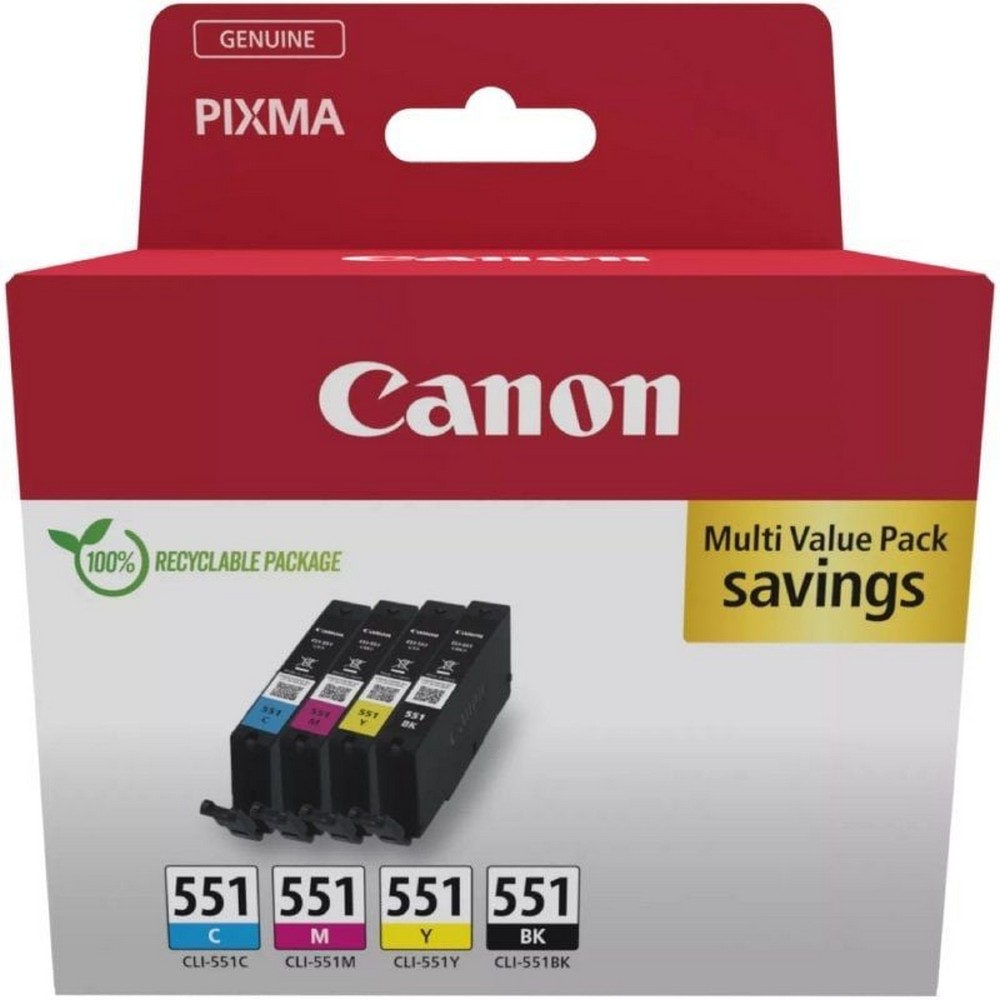 Cartucho de Tinta Original Canon CLI-551 Multipack/ Cian/ Magenta/ Amarillo/ Negro