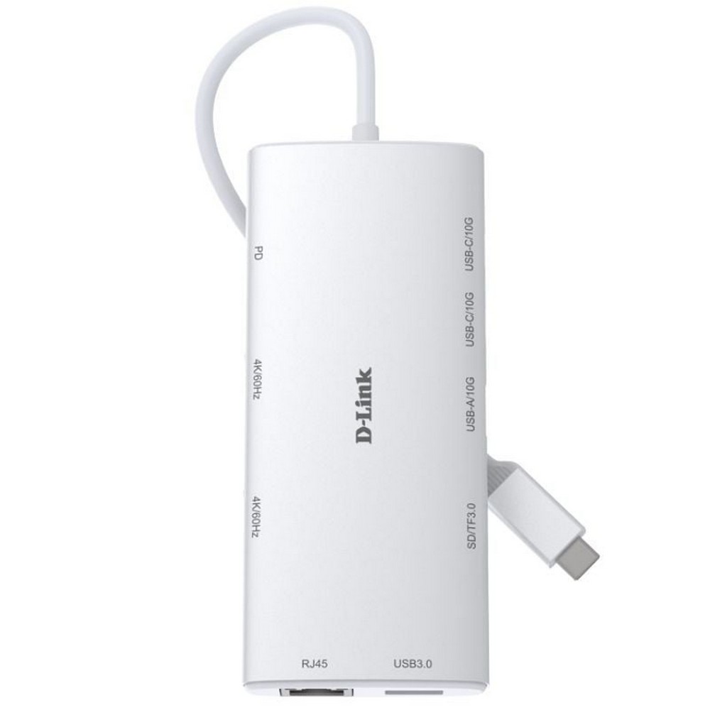 Docking USB Tipo-C D-Link DUP-A01/ 1xUSB/ 2xUSB Tipo-C/ 2xHDMI 4K/ 1xRJ45/ 1xLector de Tarjetas/ 1xUSB Tipo-C PD/ Blanco