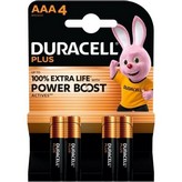 Pack de 4 Pilas AAA Duracell Plus Power Boost DPBLR3B4/ 1.5V/ Alcalinas