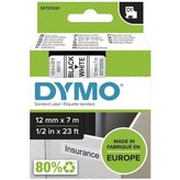 Cinta Rotuladora Adhesiva de Plástico Dymo D1 45013/ para Label Manager/ 12mm x 7m/ Negra-Blanca