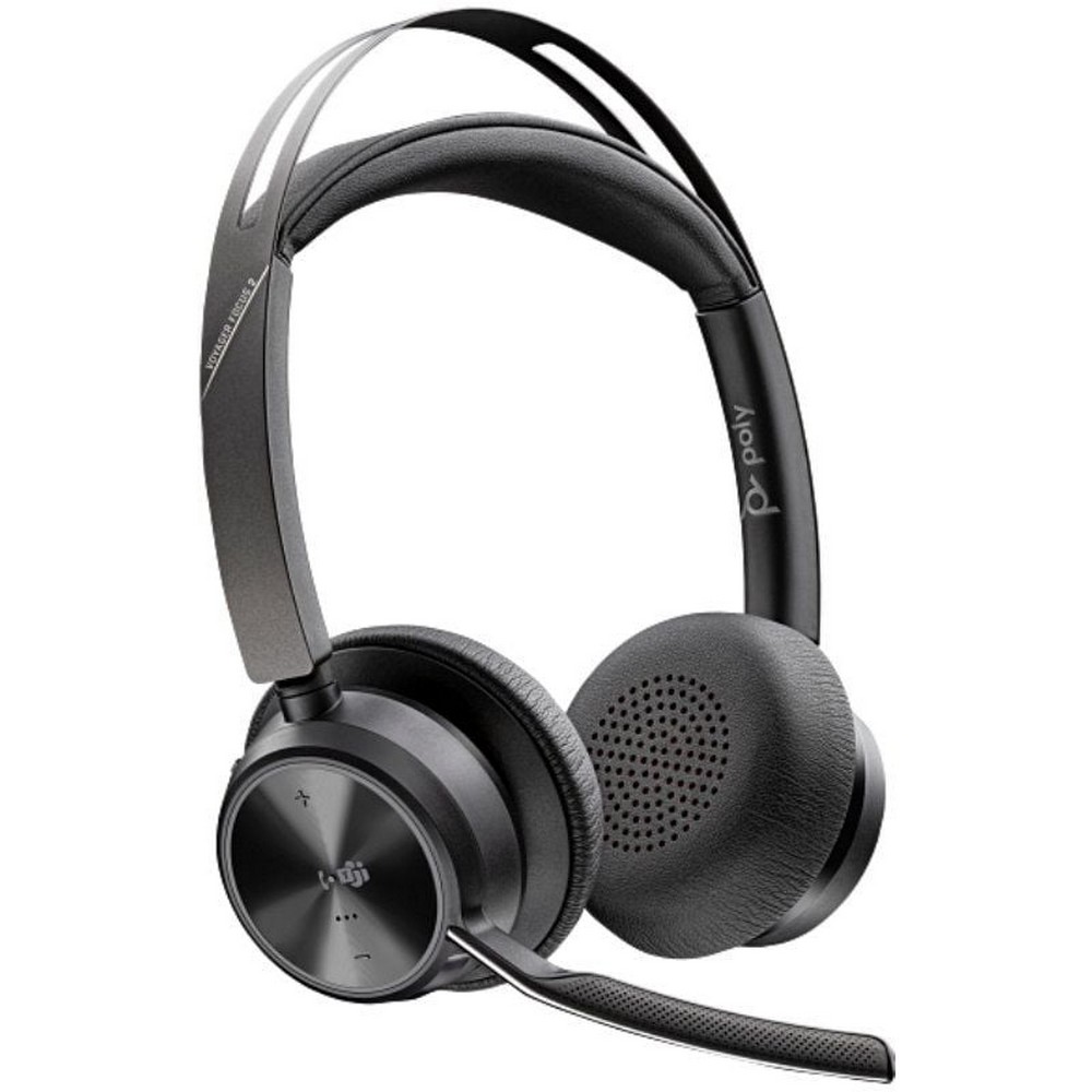 Auriculares Inalámbricos Poly Voyager Focus 2 para Microsoft Teams + Adaptador USB-C-A + Soporte de Carga/ con Micrófono/ Bluetooth/ Negro