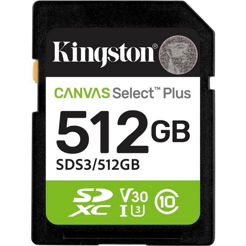 Tarjeta de Memoria Kingston CANVAS Select Plus 512GB SD XC/ Clase 10/ 150MBs