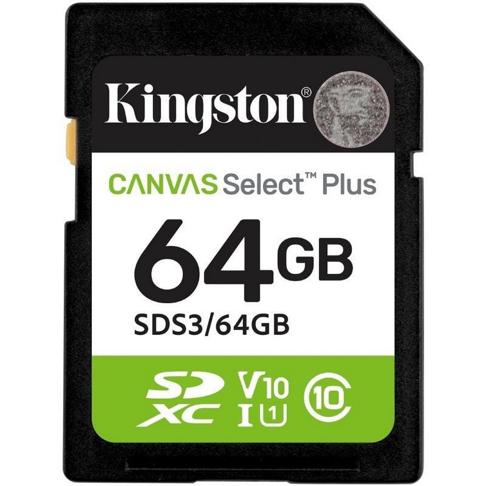 Tarjeta de Memoria Kingston CANVAS Select Plus 64GB SD XC/ Clase 10/ 100MBs