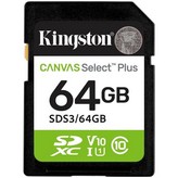 Tarjeta de Memoria Kingston CANVAS Select Plus 64GB SD XC/ Clase 10/ 100MBs