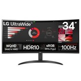 Monitor Profesional Ultrapanorámico Curvo LG 34WR50QK-B 34'/ WQHD/ Negro