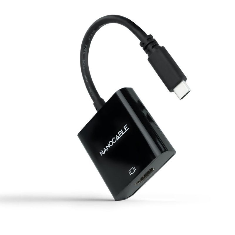 Conversor Nanocable 10.16.4102-BK/ USB Tipo-C Macho - HDMI Hembra/ 15cm/ Negro