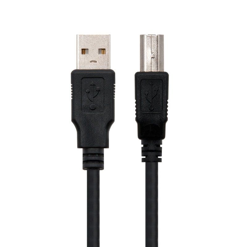 Cable USB 2.0 Impresora Nanocable 10.01.0102/ USB Tipo-B Macho - USB Macho/ 1m/ Negro