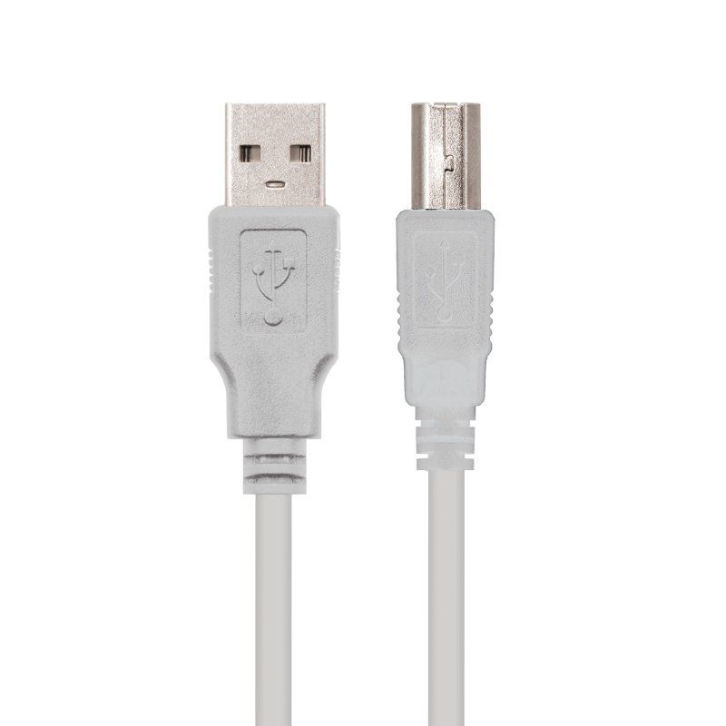 Cable USB 2.0 Impresora Nanocable 10.01.0104/ USB Tipo-B Macho - USB Macho/ 3m/ Beige