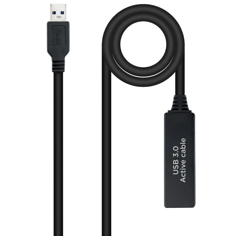 Cable Alargador Amplificador USB 3.0 Nanocable 10.01.0312/ USB Macho - USB Hembra/ 10m/ Negro