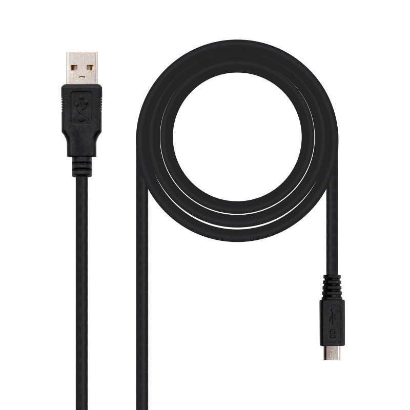 Cable USB 2.0 Nanocable 10.01.0500/ USB Macho - MicroUSB Macho/ 80cm/ Negro