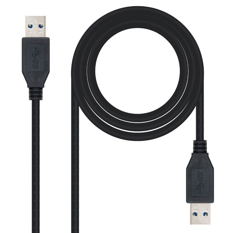 Cable USB 3.0 Nanocable 10.01.1001-BK/ USB Macho - USB Macho/ 1m/ Negro