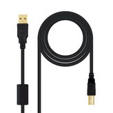 Cable USB 2.0 Impresora Nanocable 10.01.1205/ USB Tipo-B Macho - USB Macho/ 5m/ Negro