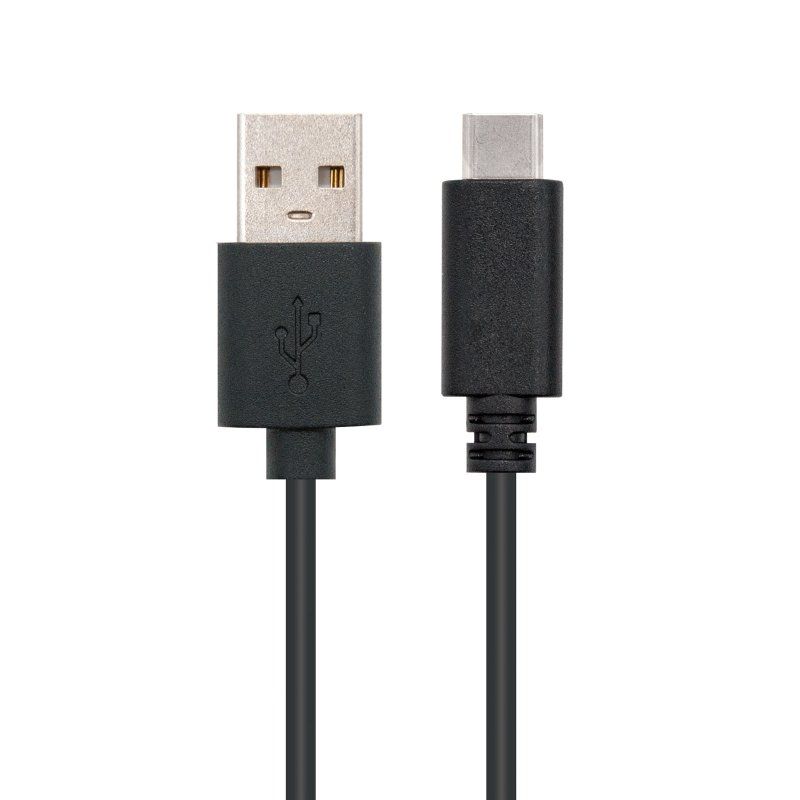 Cable USB 2.0 Tipo-C Nanocable 10.01.2100/ USB Tipo-C Macho - USB Macho/ 50cm/ Negro - Ítem