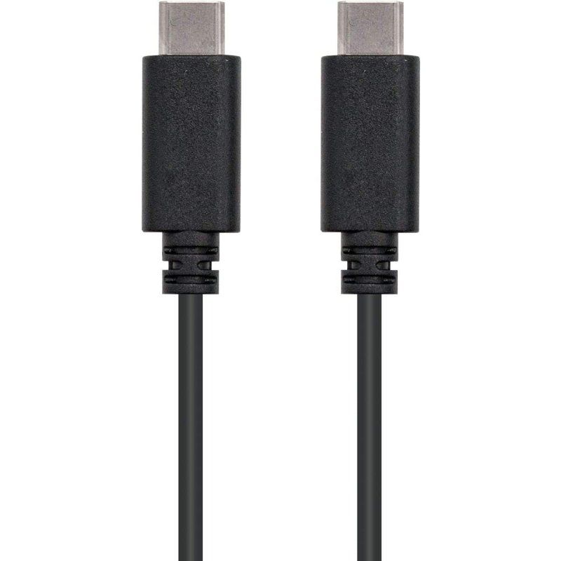Cable USB 2.0 Tipo-C Nanocable 10.01.2301/ USB Tipo-C Macho - USB Tipo-C Macho/ 1m/ Negro