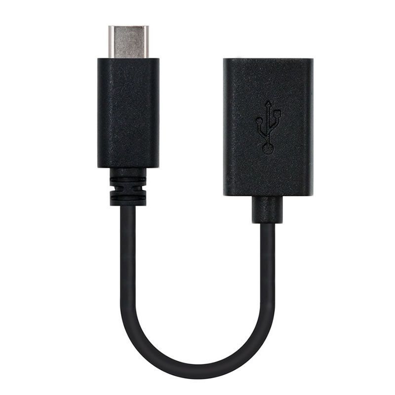 Cable USB 2.0 Tipo-C Nanocable 10.01.2400/ USB Tipo-C Macho - USB Hembra/ 15cm/ Negro - Ítem