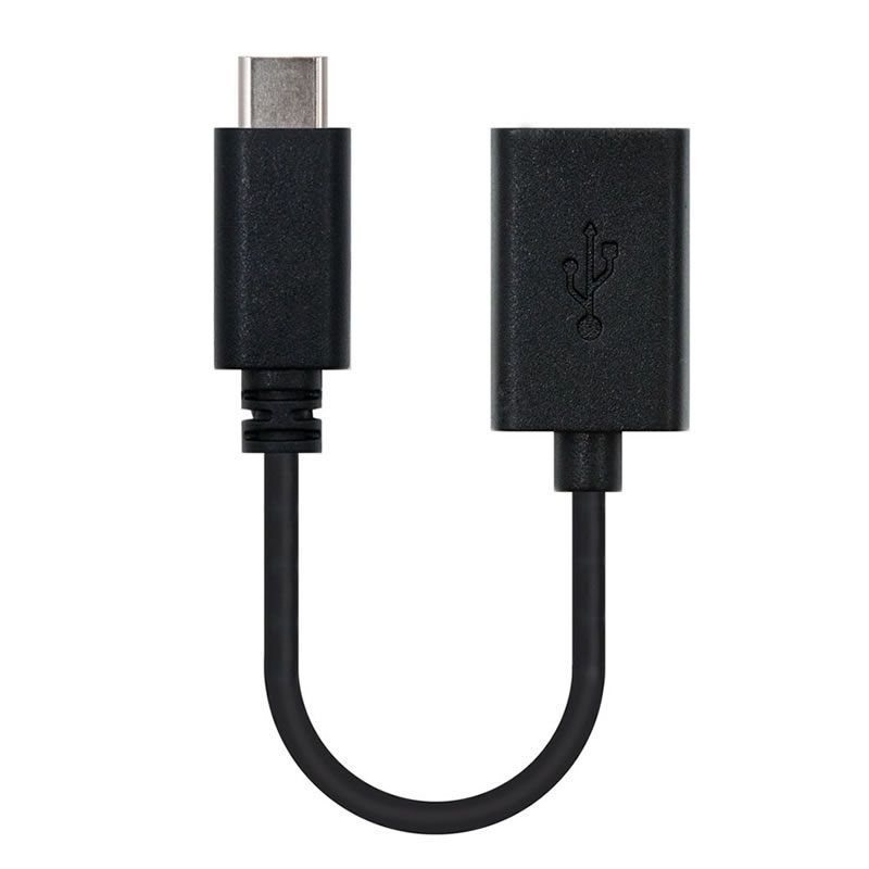 Cable USB 2.0 Nanocable 10.01.2400/ USB Tipo-C Macho - USB Hembra/ 15cm/ Negro