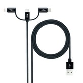 Cable USB 2.0 Nanocable 10.01.3200/ Lightning Macho - Micro USB Macho/ USB Tipo-C Macho/ 1m/ Negro