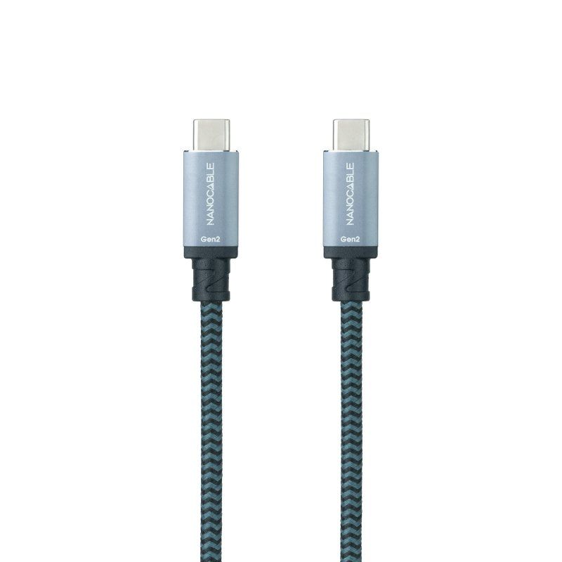 Cable USB 3.1 Nanocable 10.01.4101-COMB/ USB Tipo-C Macho - USB Tipo-C Macho/ Hasta 100W/ 20Gbps/ 1m/ Gris y Negro