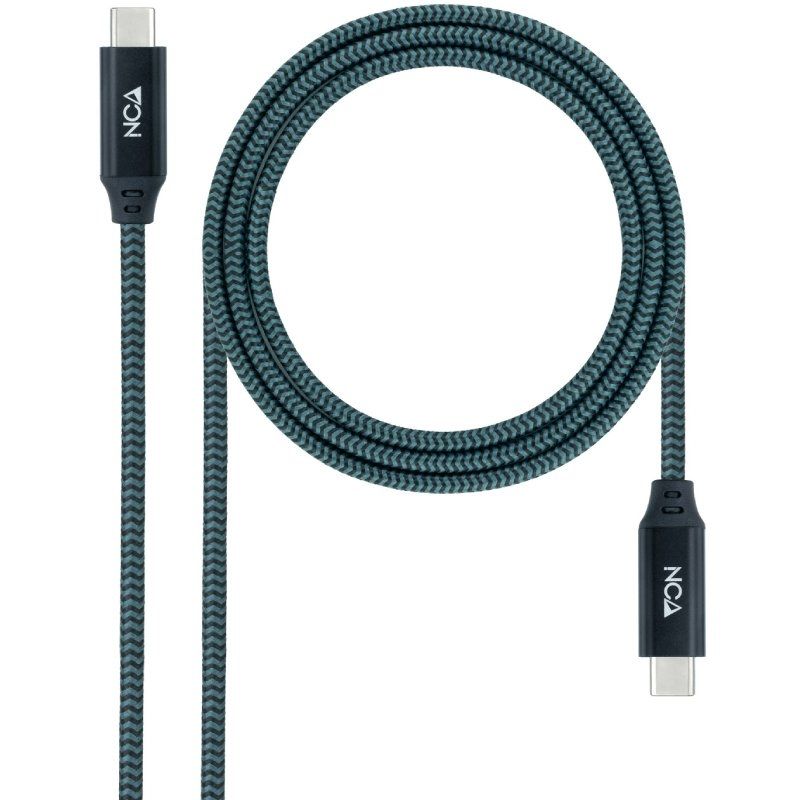 Cable USB 3.2 Nanocable 10.01.4302-COMB/ USB Tipo-C Macho - USB Tipo-C Macho/ 2m/ Gris y Negro