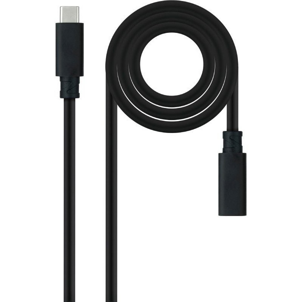 Cable Alargador USB Tipo-C 3.2 Nanocable 10.01.4501/ USB Tipo-C Macho - USB Tipo-C Hembra/ 1m/ Negro