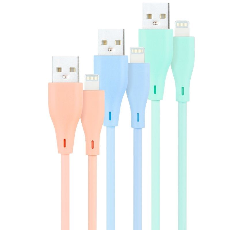 Cables USB 2.0 Lightning Nanocable 10.10.0401-A1/ USB Macho - Lightning Macho/ 1m/ 3 Unidades/ Rosa, Azul y Verde - Ítem