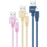 Cables USB 2.0 Lightning Nanocable 10.10.0401-CO2/ USB Macho - Lightning Macho/ 1m/ 3 Unidades/ Rosa, Dorado, Azul Pacífico