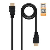 Cable HDMI 2.0 4K Nanocable 10.15.3600/ HDMI Macho - HDMI Macho/ 50cm/ Certificado/ Negro