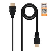 Cable HDMI 2.0 4K Nanocable 10.15.3601/ HDMI Macho - HDMI Macho/ 1m/ Certificado/ Negro