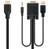 Cable Conversor Nanocable 10.15.4612/ HDMI Macho - VGA Macho/ Jack 3.5 Macho/ USB Macho/ 1.8m/ Negro