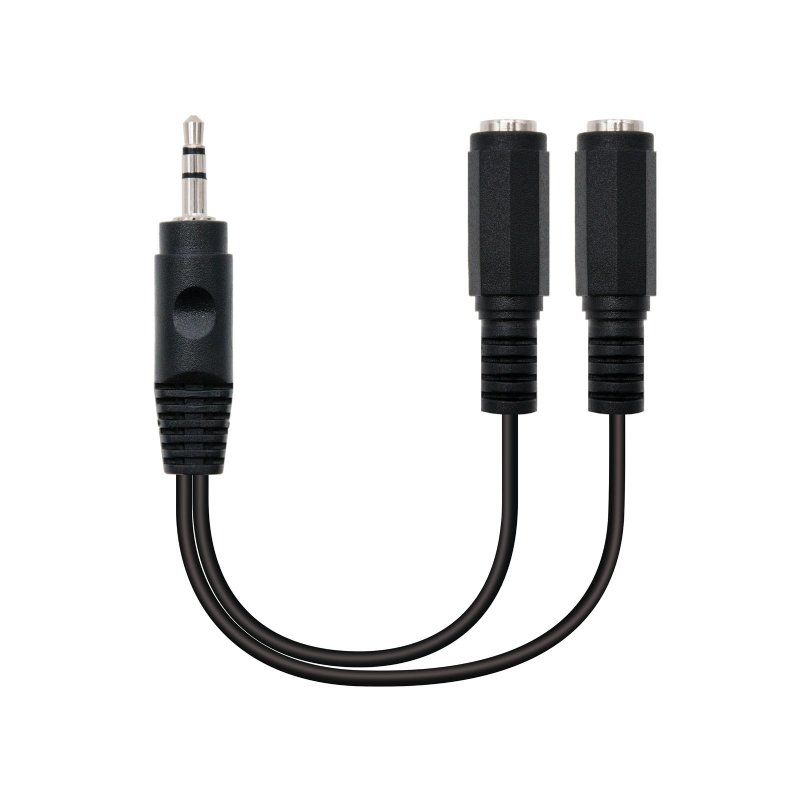 Cable Estéreo Nanocable 10.24.1200/ Jack 3.5 Macho - 2x Jack 3.5 Hembra/ 15cm/ Negro - Ítem