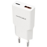 Cargador de Pared Nanocable 10.10.2028/ 1xUSB Tipo-C/ 1xUSB Macho/ 30W/ Blanco