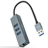 Hub USB 3.0 Nanocable 10.03.0407/ 3xUSB/ 1xRJ45/ Gris