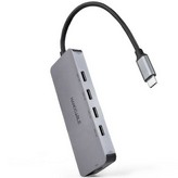 Hub USB Tipo-C Nanocable 10.16.4505/ 4xUSB Tipo-C/ 1xUSB Tipo-C DP/ Gris