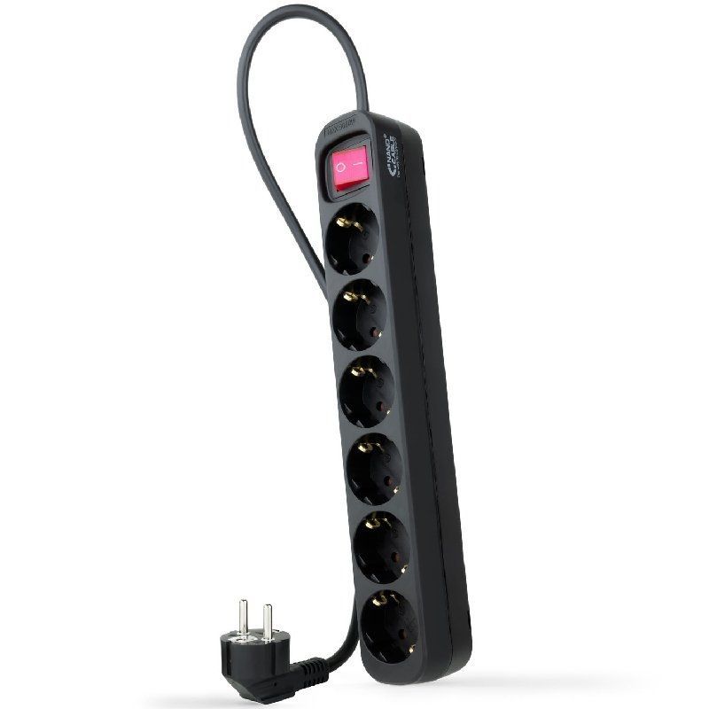 Regleta con Interruptor Nanocable 10.37.0006-BK/ 6 Tomas de Corriente/ Cable 1.4m/ Negro - Ítem