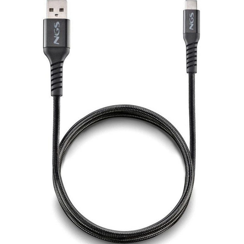 Cable USB 2.0 NGS KNOT-AC/ USB Macho - USB Tipo-C Macho/ Hasta 12W/ 480Mbps/ 1m/ Negro