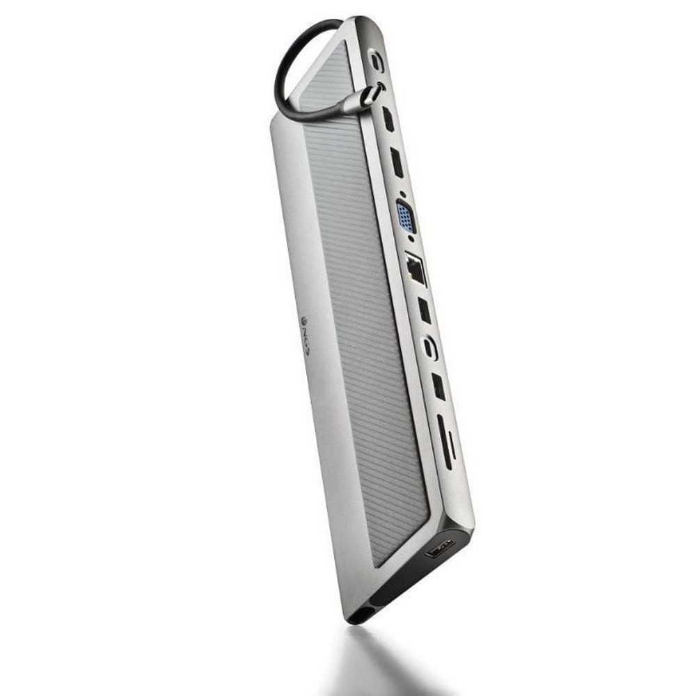 Docking USB Tipo-C NGS WonderDock 12 Pro/ 3xUSB/ 2xHDMI 4K/ 1xVGA/ 1xRJ45/ 1xLector de Tarjetas/ 1xJack 3.5/ 1xUSB Tipo-C PD/ Gris