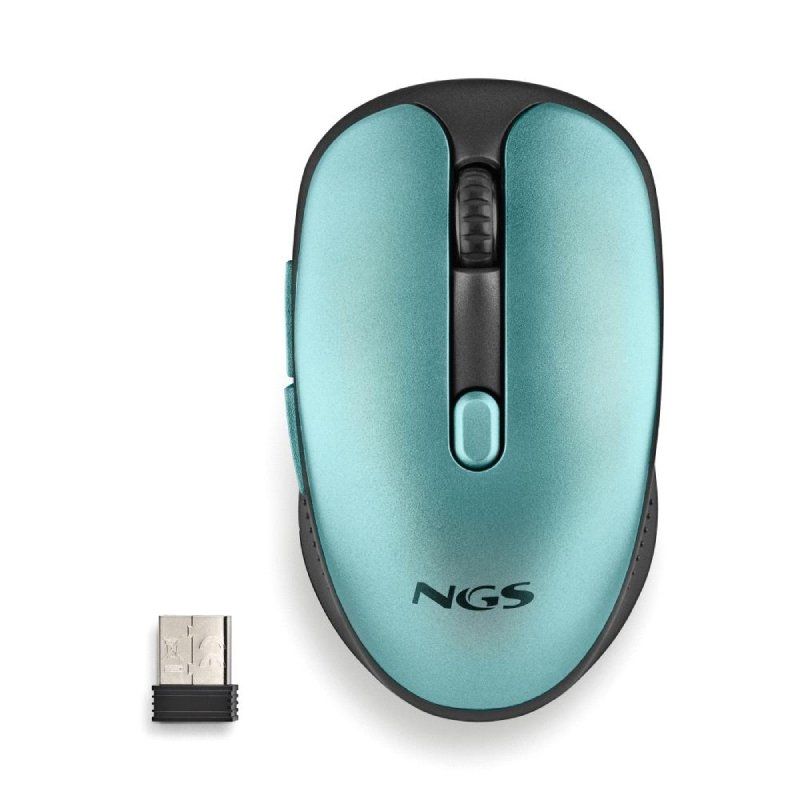 Ratón Inalámbrico NGS Evo Rust/ Batería recargable/ Hasta 1600 DPI/ Verde Agua - Ítem