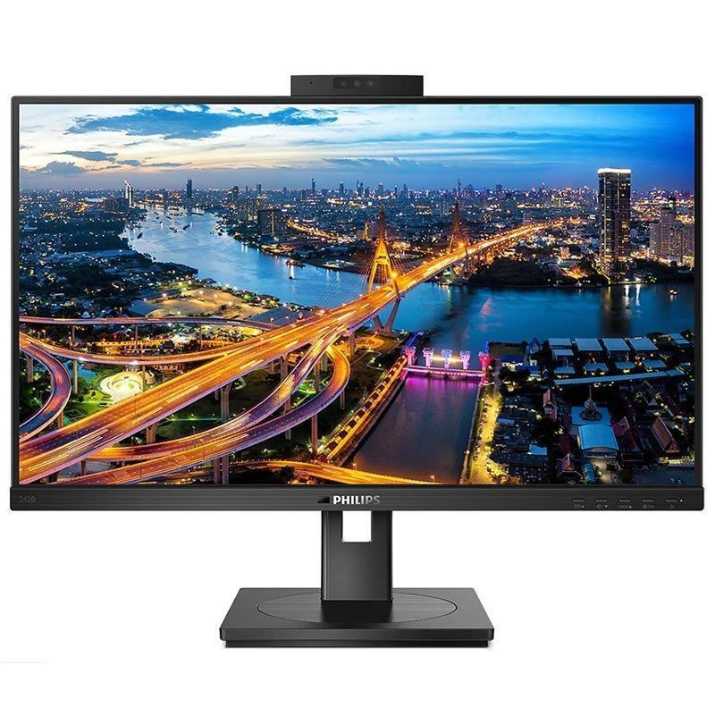 Monitor Profesional Philips 242B1H 23.8'/ Full HD/ Webcam/ Multimedia/ Negro