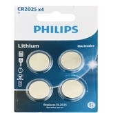 Pack de 4 Pilas de Botón Philips CR2025 Lithium/ 3V