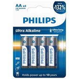 Pack de 4 Pilas AA Philips LR6E4B/10/ 1.5V/ Alcalina